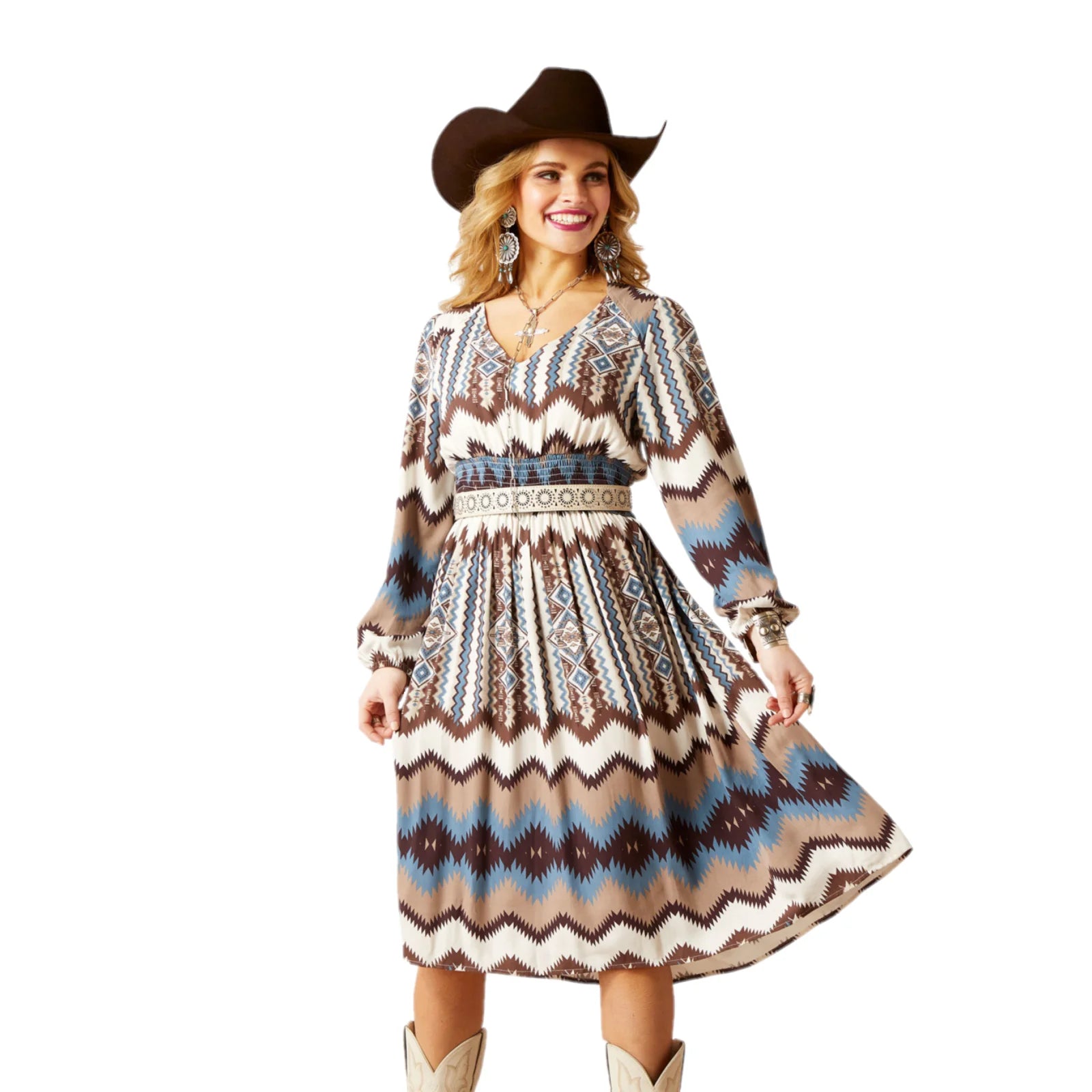 western style midi dress 6285 Ariat Laides Chimayo Print Midi Dress