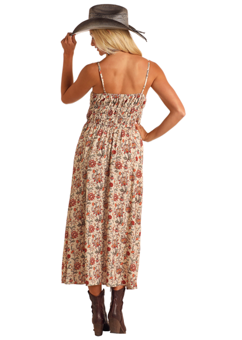 5923 Rock & Roll Ladies Floral Print Midi Dress El Rodeo Western Wear 5923 Rock & Roll Ladies Floral Print Midi Dress El Rodeo Western Wear
