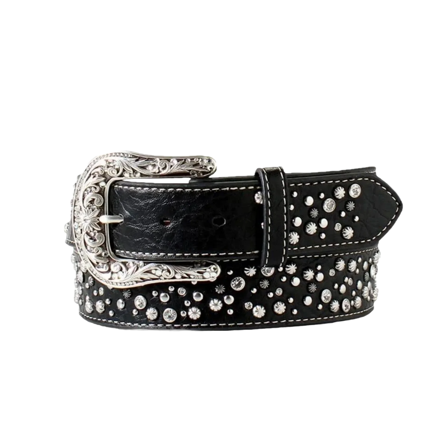 Rodeo all leather and rinestones belt & buckle Kamberley Kids Rhinestone Horseshoe Belt- Western Belts main image 4