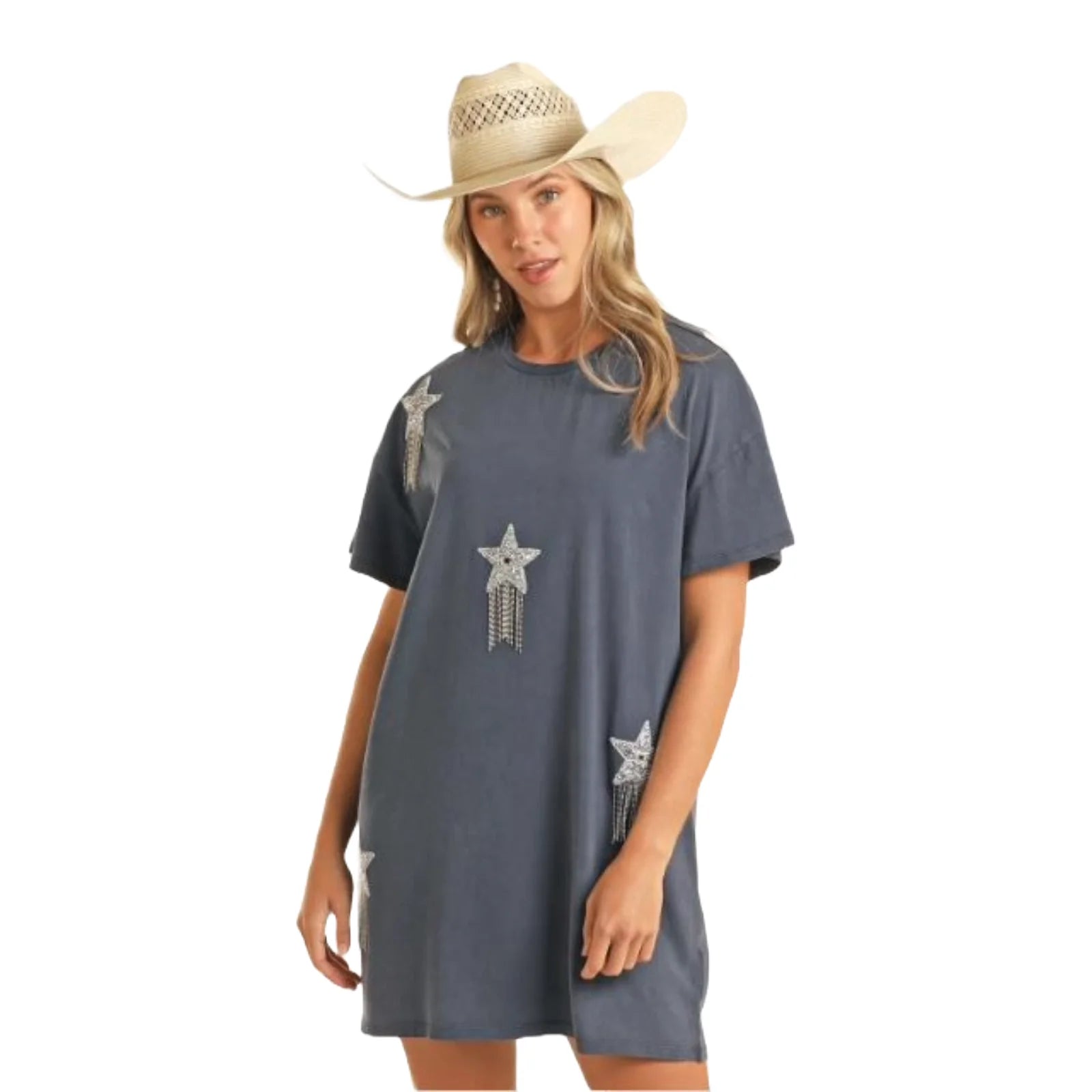 3923 Rock & Roll Ladies Rhinestone Star T-Shirt Dress – El Rodeo Western  Wear
