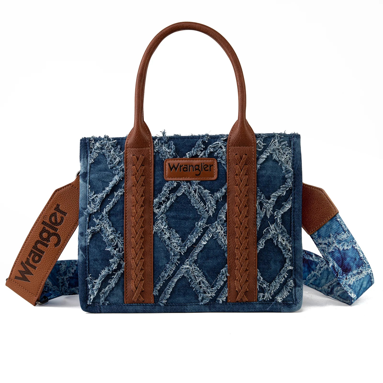 WG2202 Wrangler Women's Denim Frayed Jean Tote/Crossbody