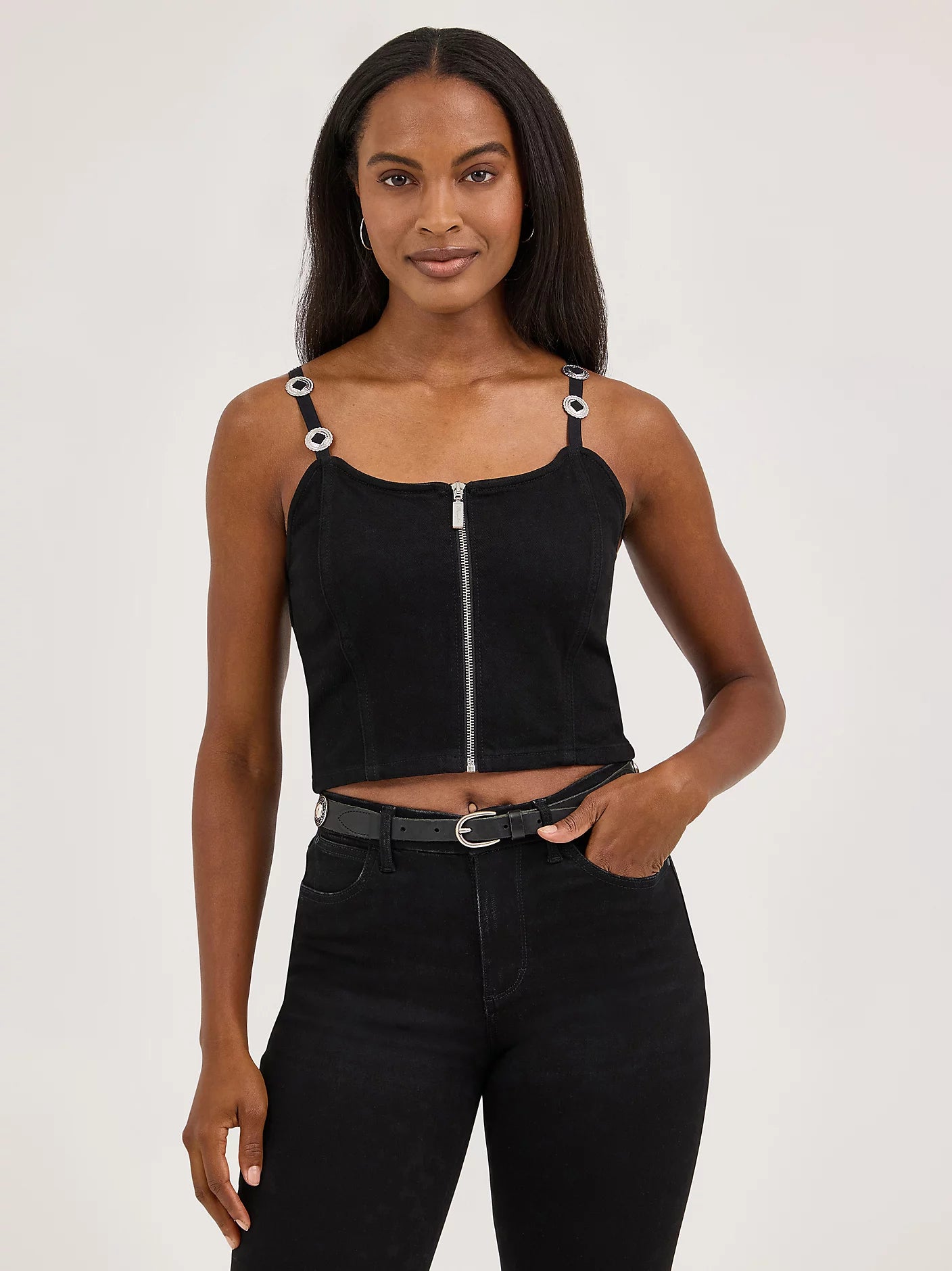 1786 Wrangler Ladies Concho Strap Denim Tank Top