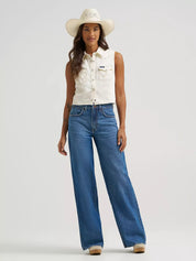 9493 Wrangler Ladies Sleeveless Denim Snap Shirt