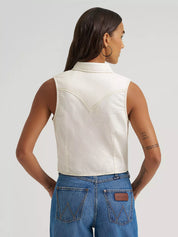 9493 Wrangler Ladies Sleeveless Denim Snap Shirt