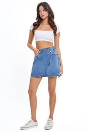 9092 Cello Ladies High Rise Wrap Mini Skirt