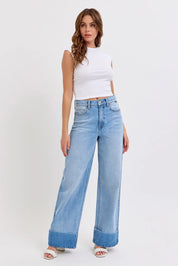 9458 Cello Ladies High Rise Wide Leg Jeans