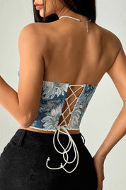 444T Soli Echo Ladies Floral Print Strapless Corset Top