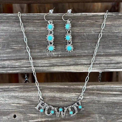 2633 Silver Strike Howdy Earrings and Necklace Set