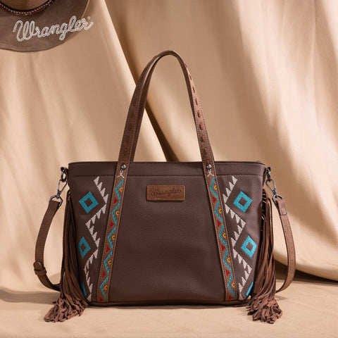 WG233-2009 Wrangler Aztec Embroidered Tote/Crossbody