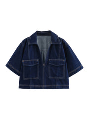 8053 AZSHOP Ladies Short Sleeve Denim Crop Jacket