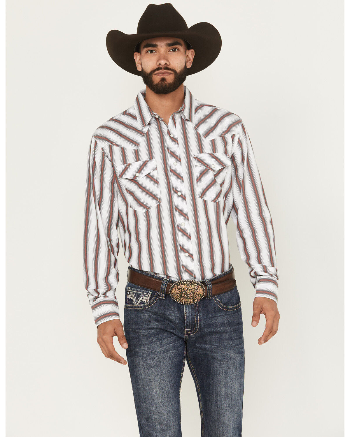 9494 Wrangler Men's 20X Striped Print Snap Shirt