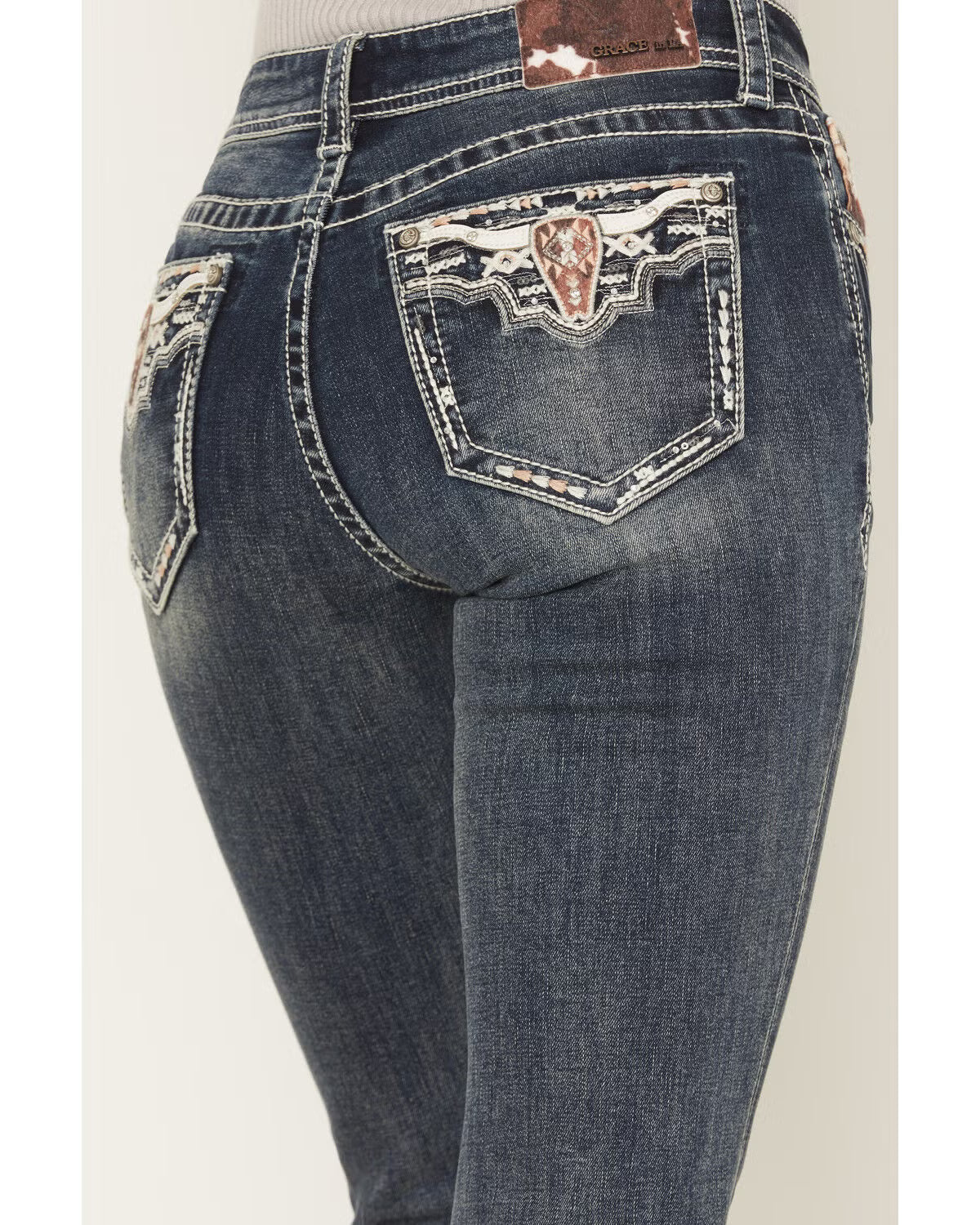 EBS901 Grace In LA Ladies Steer Head Bootcut Jeans