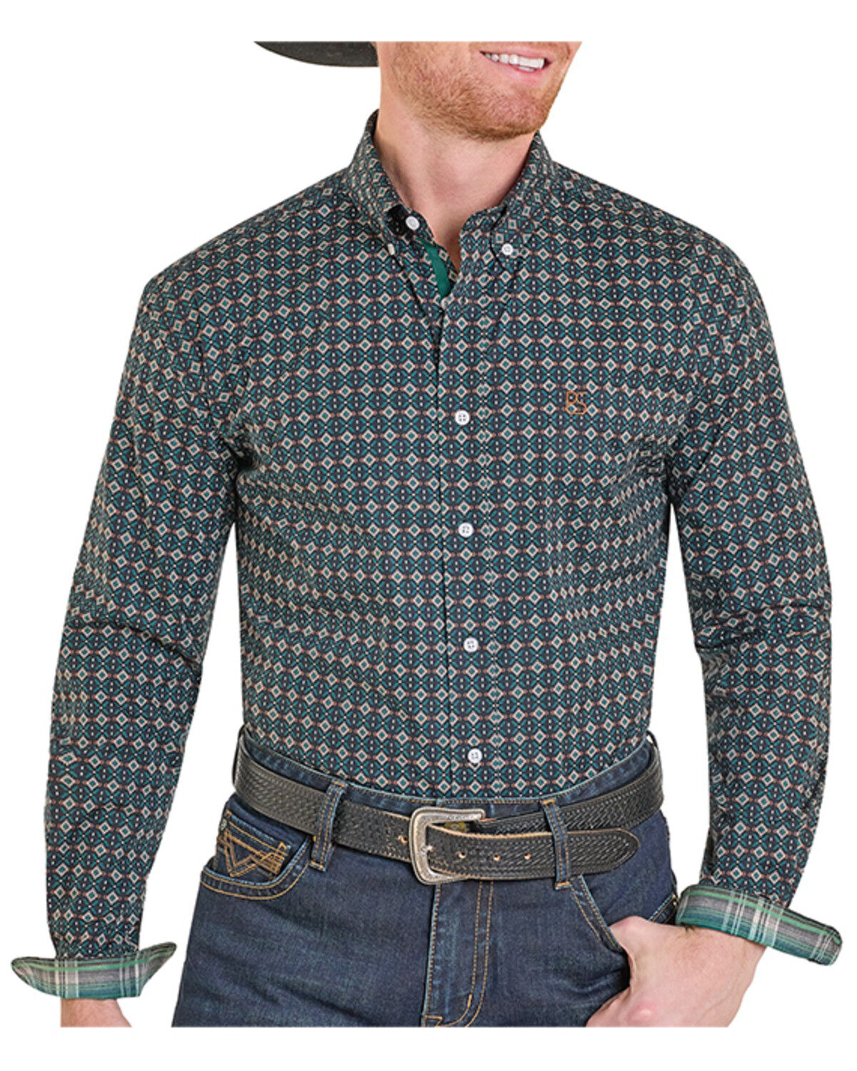7572 Panhandle Men's Geo Print Button Down Street