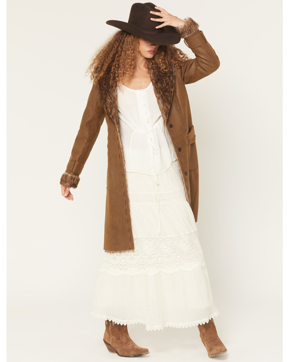 6873 Panhandle Ladies Pleather Coat