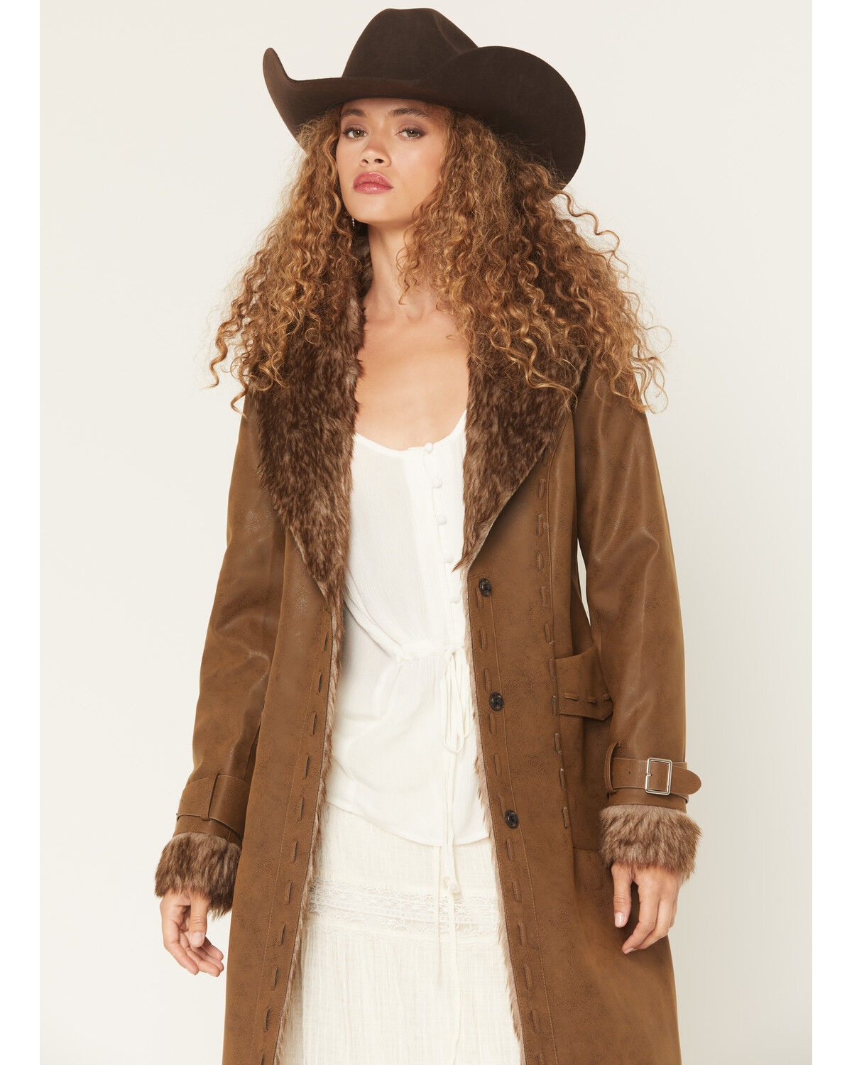6873 Panhandle Ladies Pleather Coat