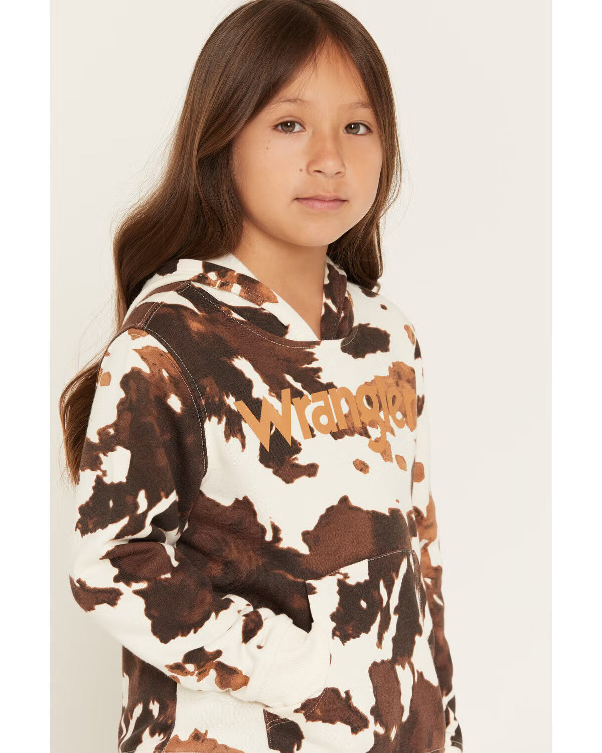 5525 Wrangler Girl's Cow Print Logo Hoodie