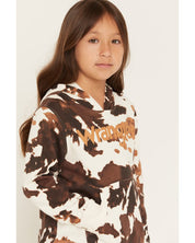 5525 Wrangler Girl's Cow Print Logo Hoodie