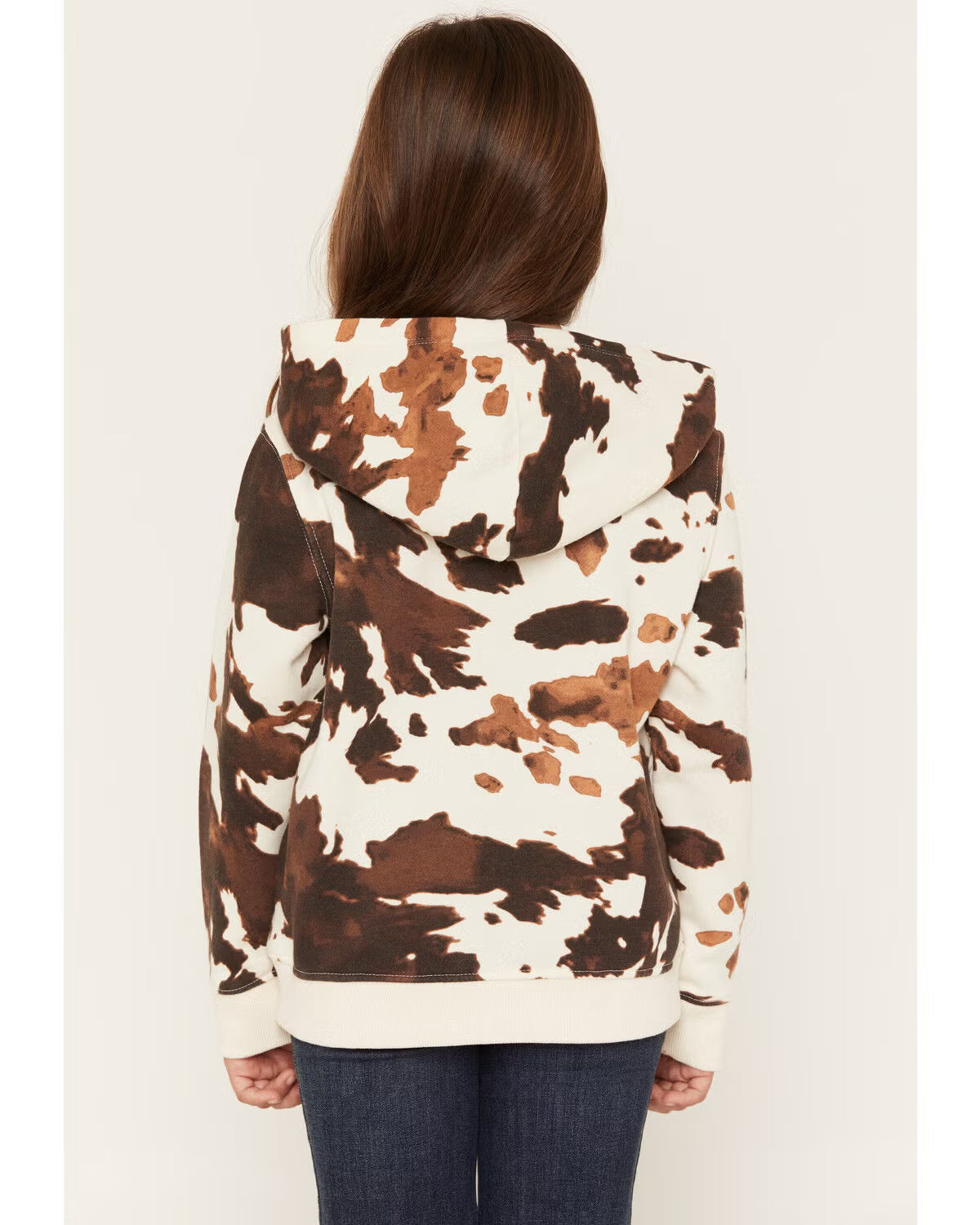 5525 Wrangler Girl's Cow Print Logo Hoodie