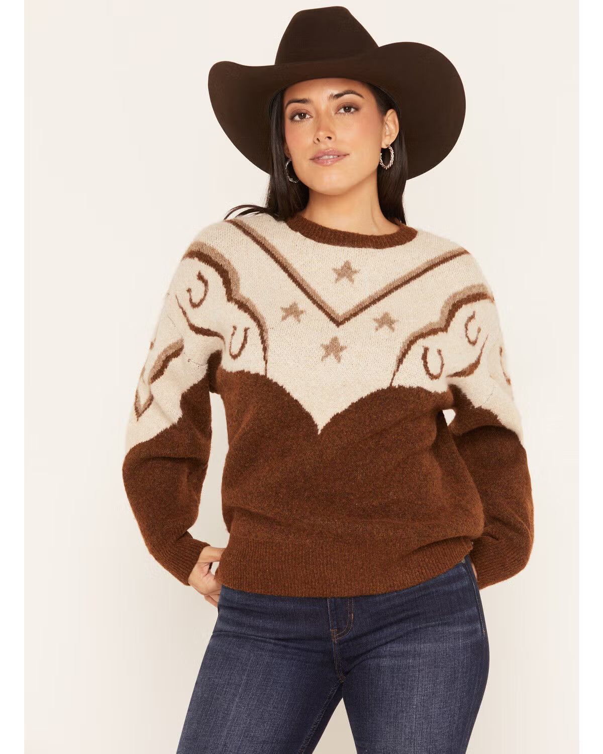 0256 Panhandle Ladies Horseshoe Swirl Sweater