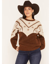 0256 Panhandle Ladies Horseshoe Swirl Sweater