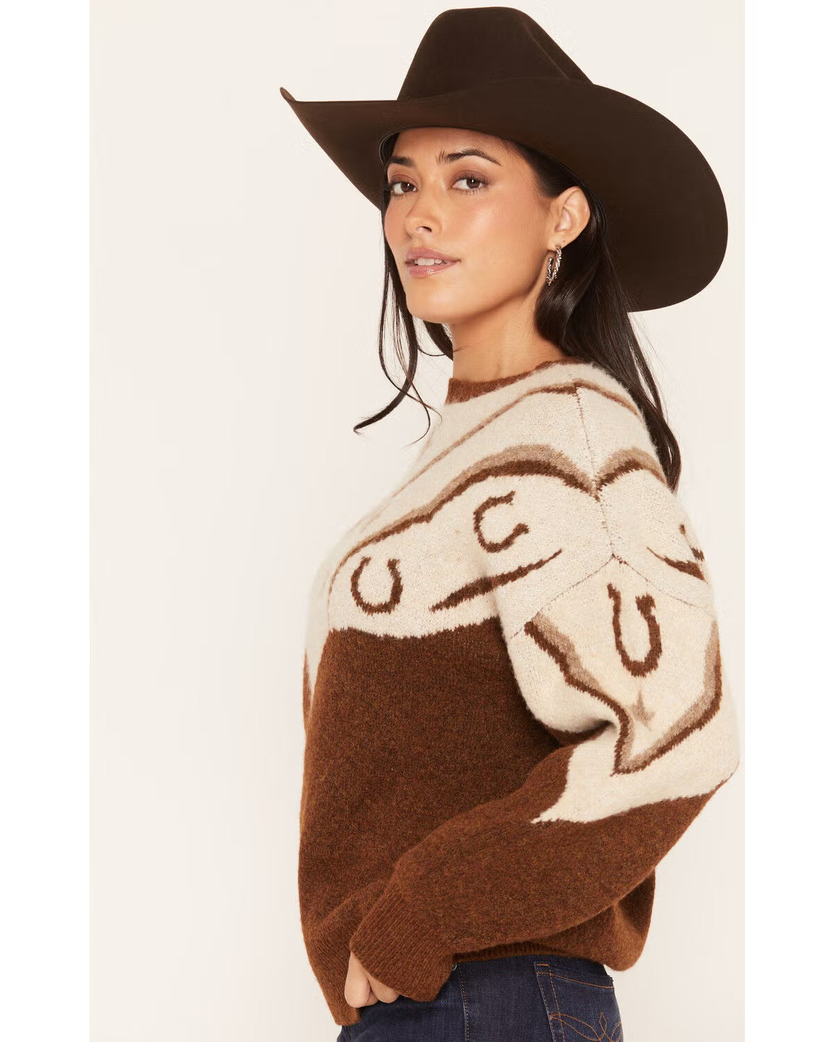 0256 Panhandle Ladies Horseshoe Swirl Sweater