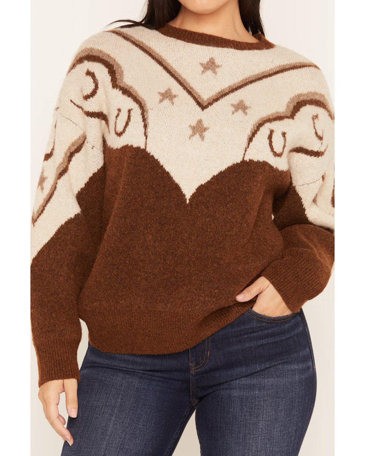 0256 Panhandle Ladies Horseshoe Swirl Sweater