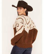 0256 Panhandle Ladies Horseshoe Swirl Sweater