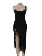 4350 Rosa Clothing Ladies High Slit Strappy Dress