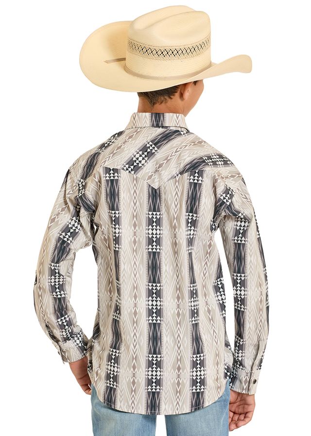 8301 Rock & Roll Boy's Aztec Print Snap Shirt