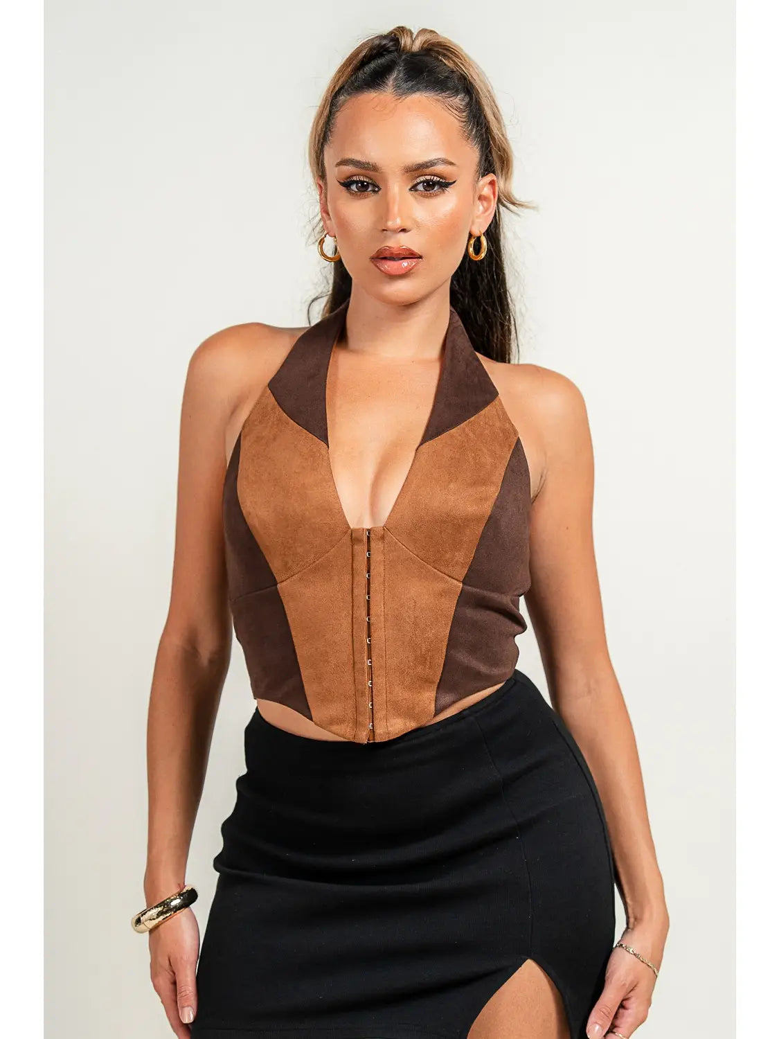 506N Privy Ladies Halter Neck Open Corset Top