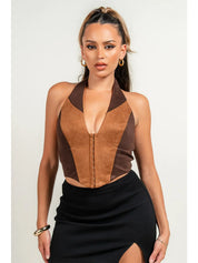 506N Privy Ladies Halter Neck Open Corset Top