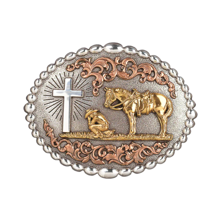 37915 Nocona Oval Cowboy Prayer Buckle