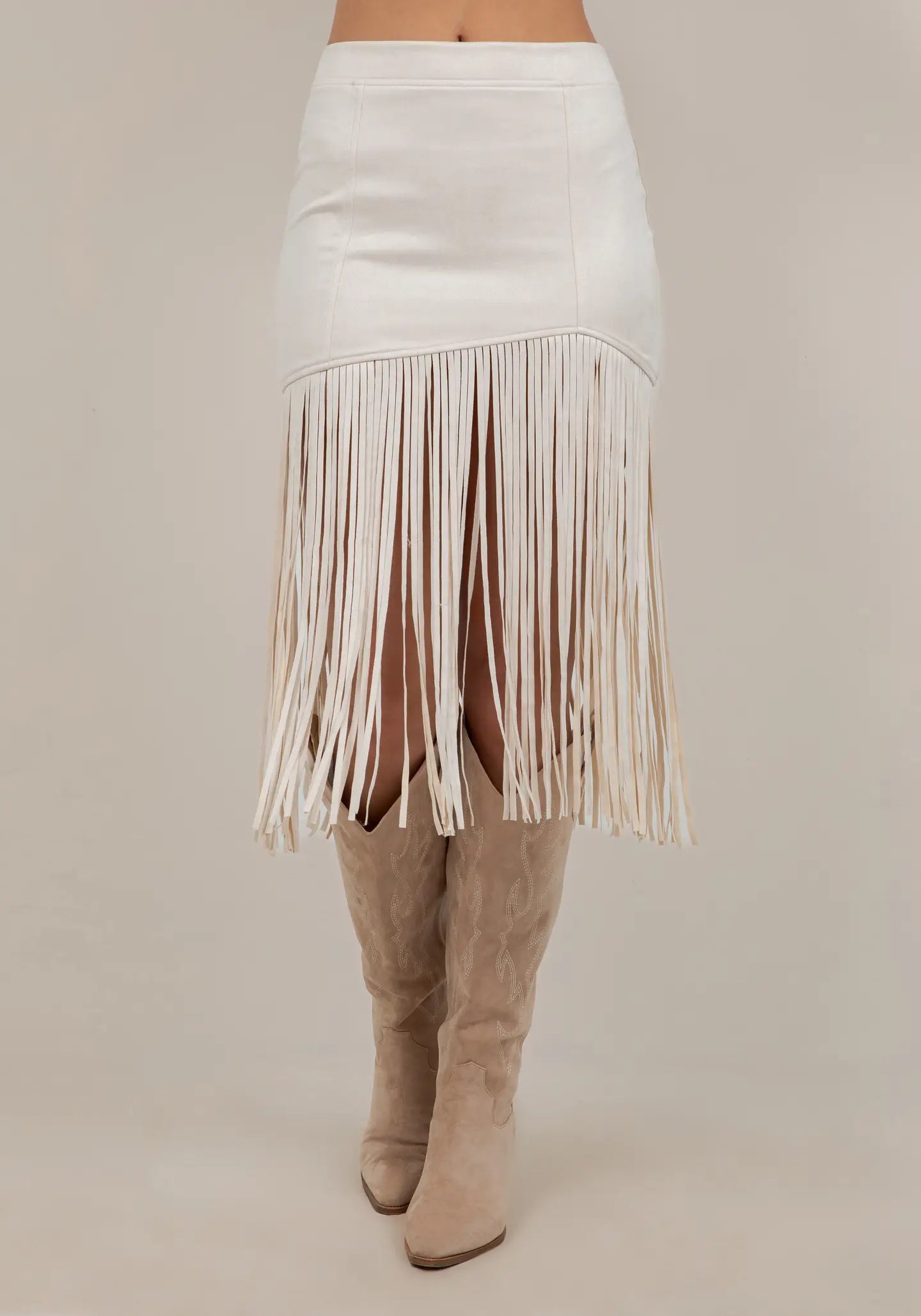 1231 Saints & Hearts Ladies Fringed Faux Suede Skirt