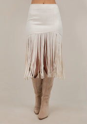 1231 Saints & Hearts Ladies Fringed Faux Suede Skirt