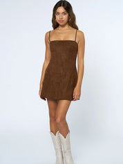 4557 Blue Blush Ladies Suede Mini Dress