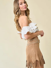 3778 Saints & Hearts Ladies Off Shoulder Ruffles Western Top