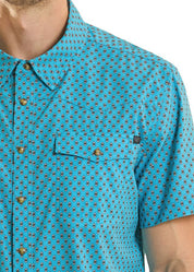 8795 Rock & Roll Men's TEK Western Geo Print Shirt