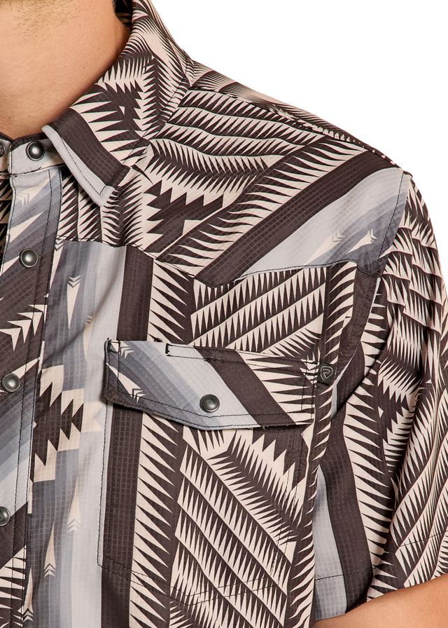 8681 Rock & Roll Men's TEK Ripstop Aztec Print Shirt