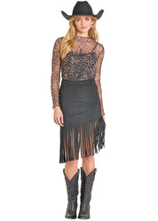 7793 Rock & Roll Ladies Asymmetrical Fringe Skirt