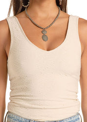 8807 Rock & Roll Ladies Knit Eyelet Tank Top