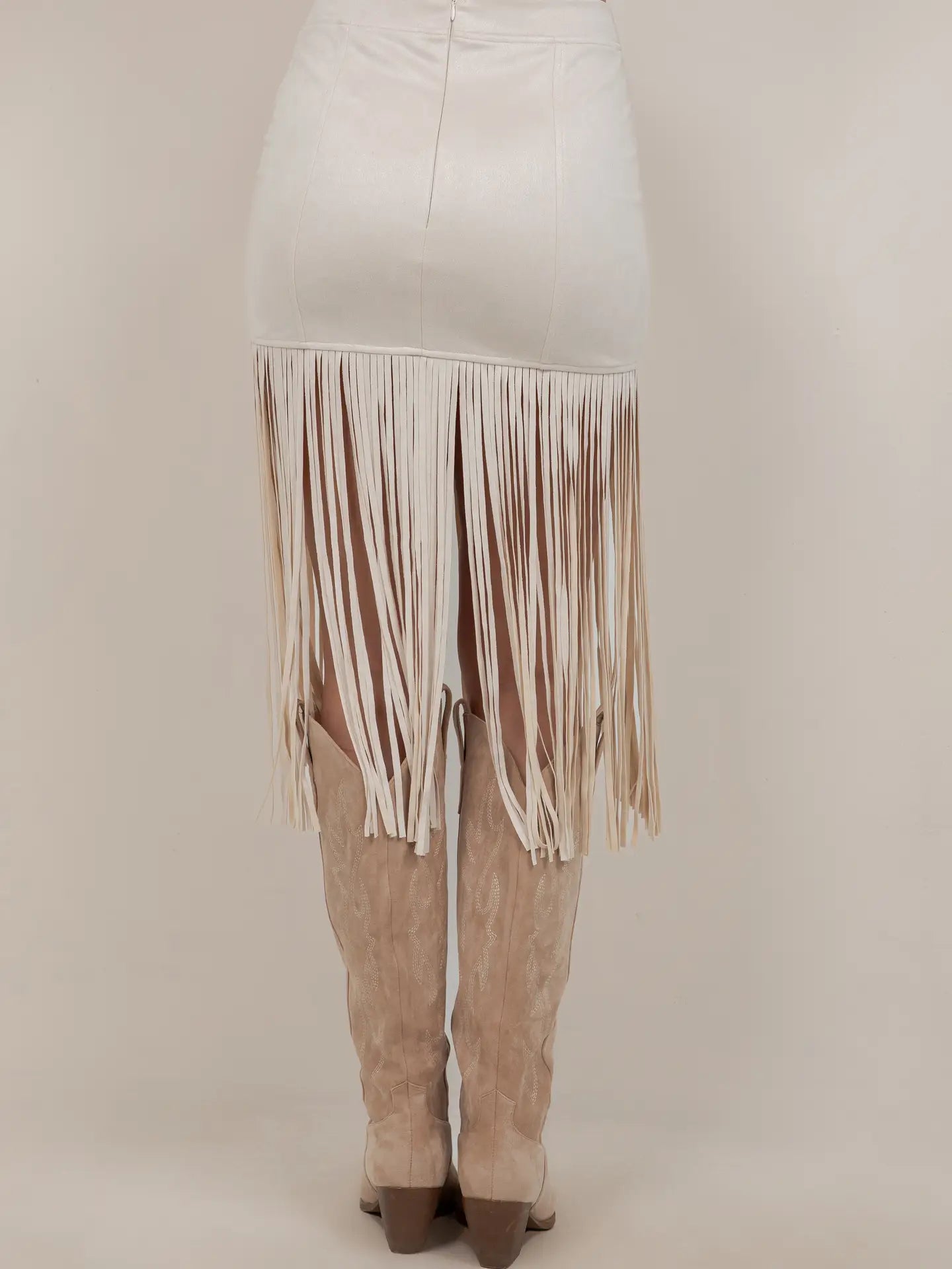 1231 Saints & Hearts Ladies Fringed Faux Suede Skirt