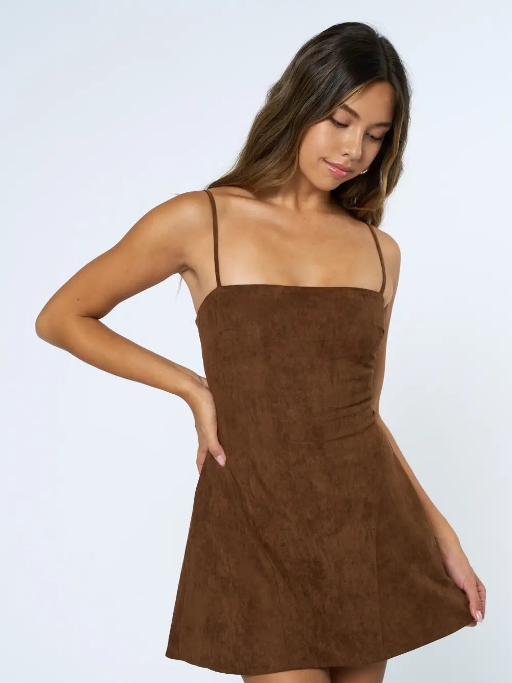 4557 Blue Blush Ladies Suede Mini Dress