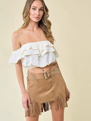 3778 Saints & Hearts Ladies Off Shoulder Ruffles Western Top
