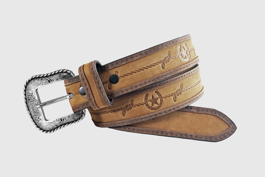 0321 Wrangler Boy's Embossed Rope/Star Leather Belt
