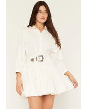 8776 Rock & Roll Ladies Long Sleeve Belted Mini Dress