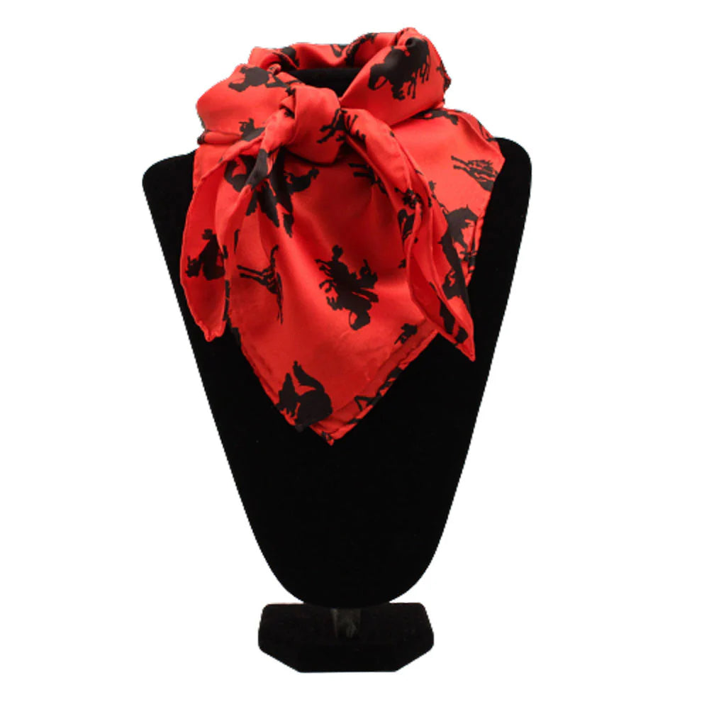0905804 M&F Silk Bronco Print Wild Rag
