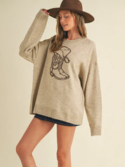 17547 Cloud Ten Ladies Western Boot & Hat Sweater