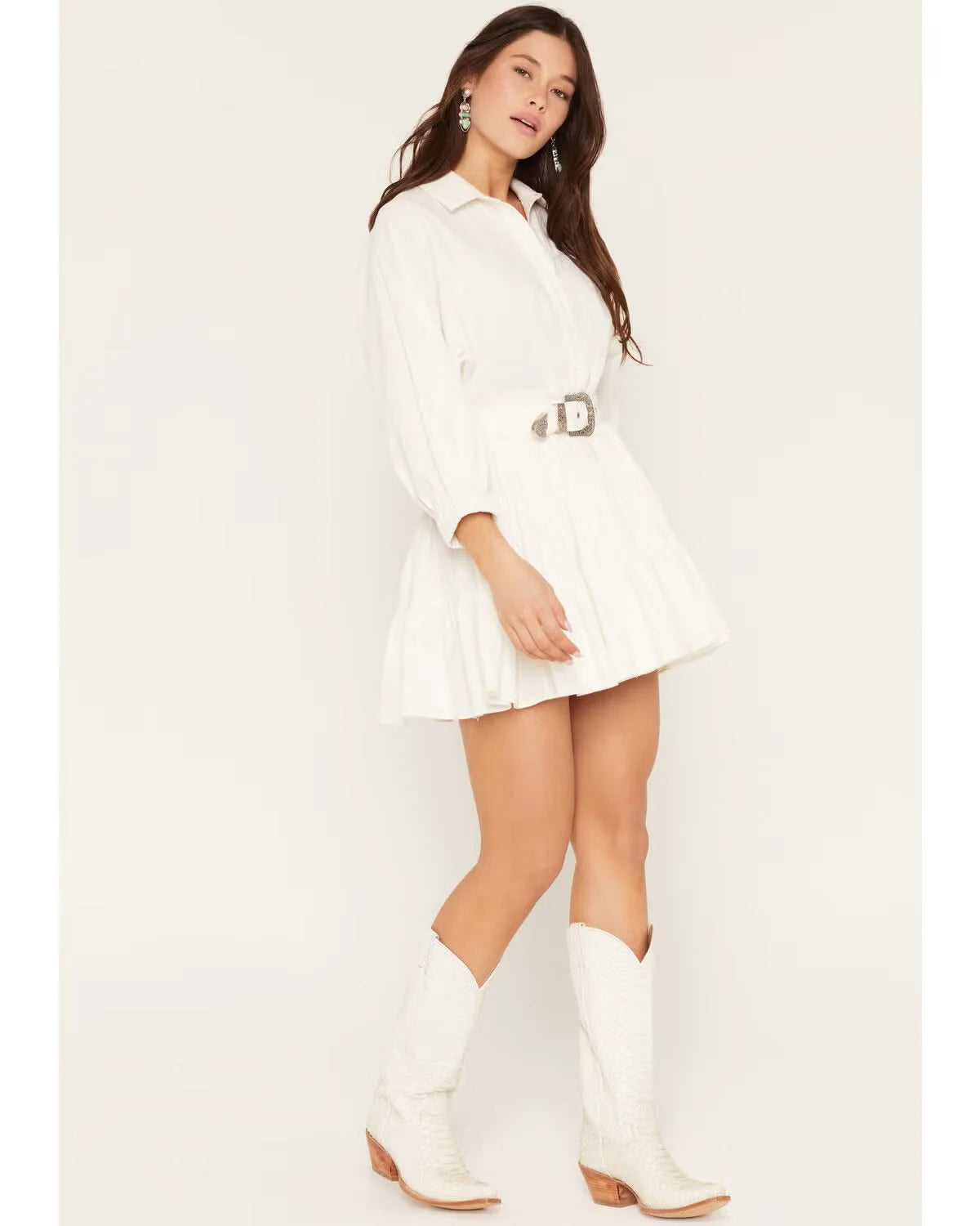 8776 Rock & Roll Ladies Long Sleeve Belted Mini Dress
