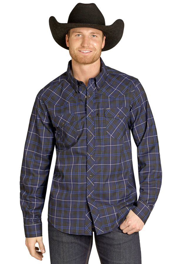 7968 Rock & Roll Men's TEK Western Plaid Snap Shirt