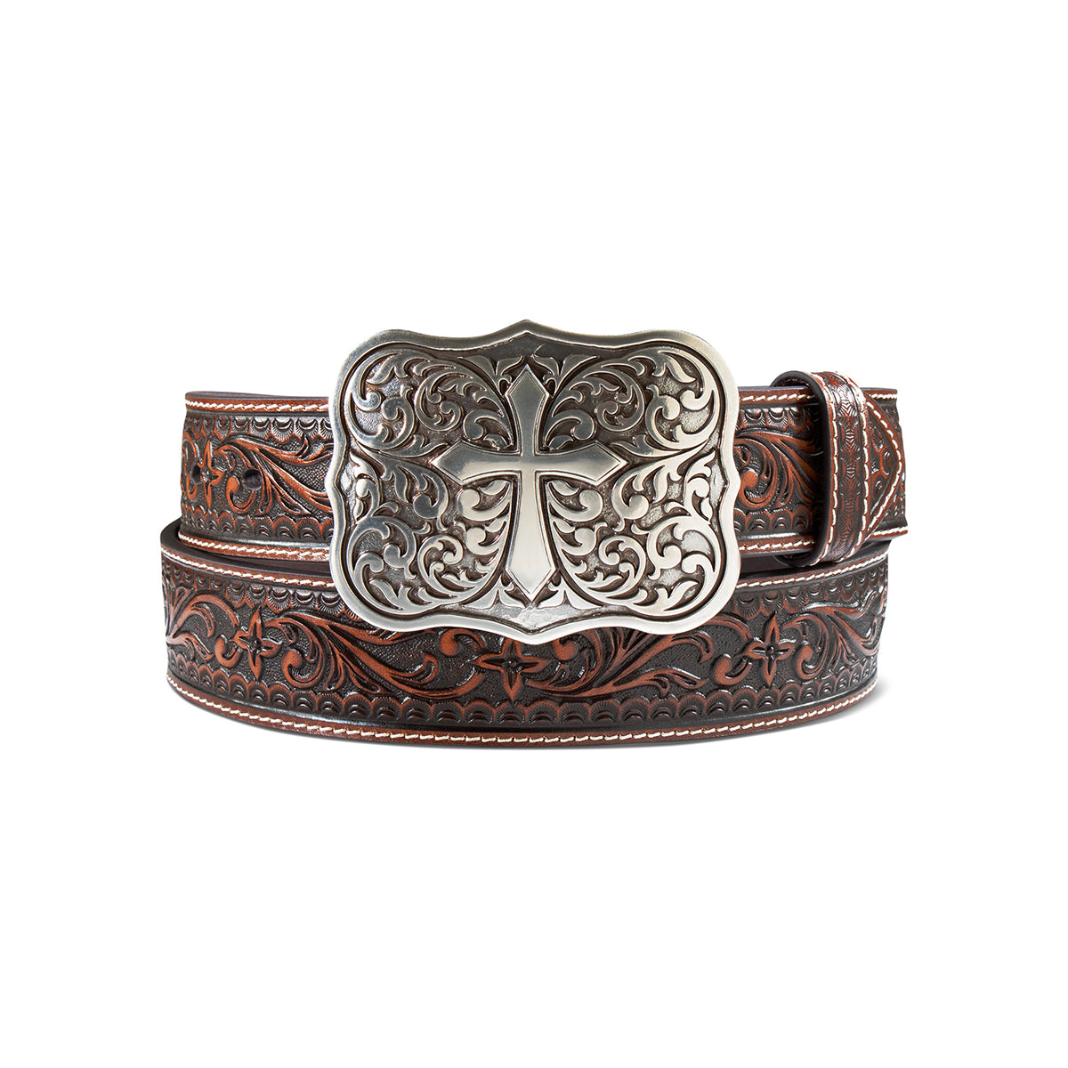 9502 Ariat Ladies Floral Embossed Cross Leather Belt